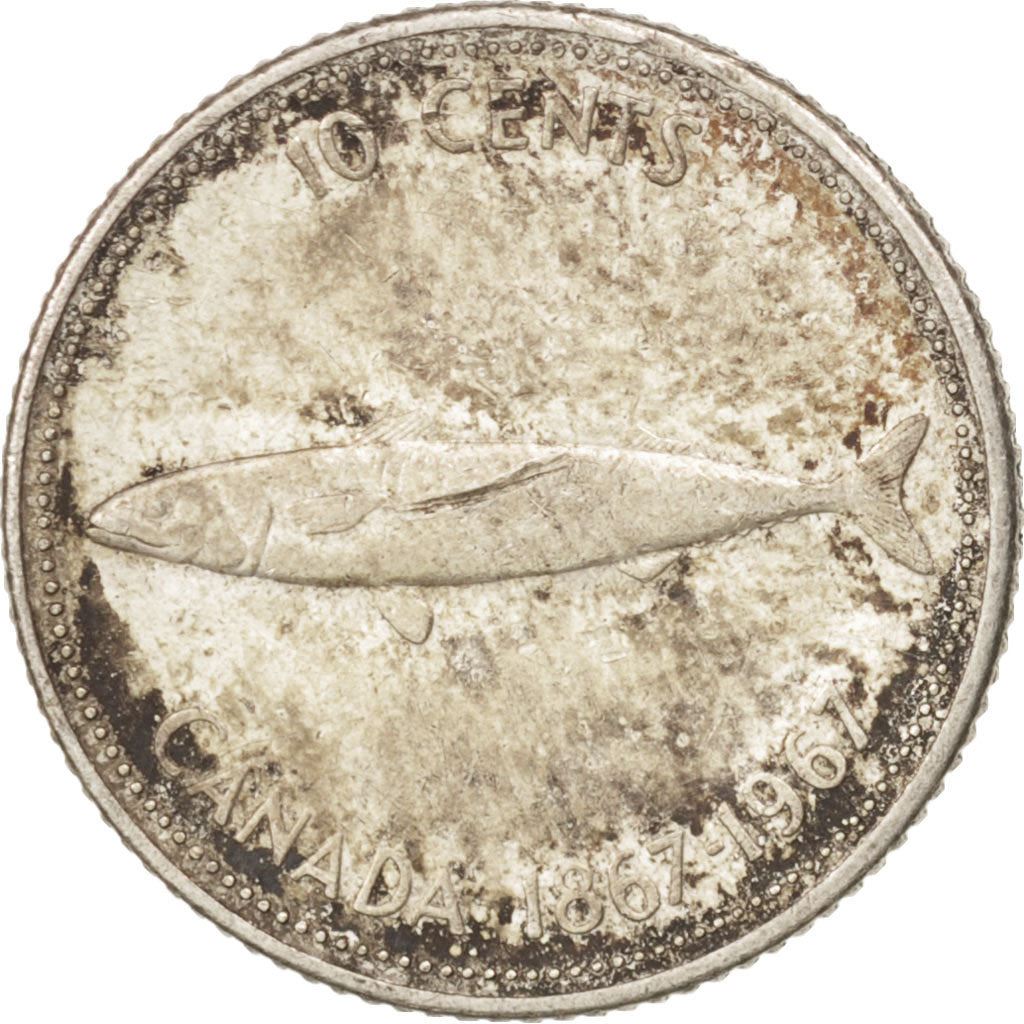 Canada | 10 cent mønt | Sølv | Makrel | KM:67a | 1967