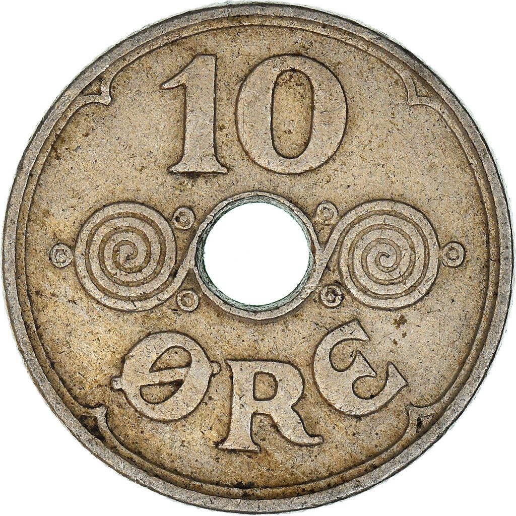 Denmark | 10 Ore Coin | Monogram | Km:822 | 1924 - 1947