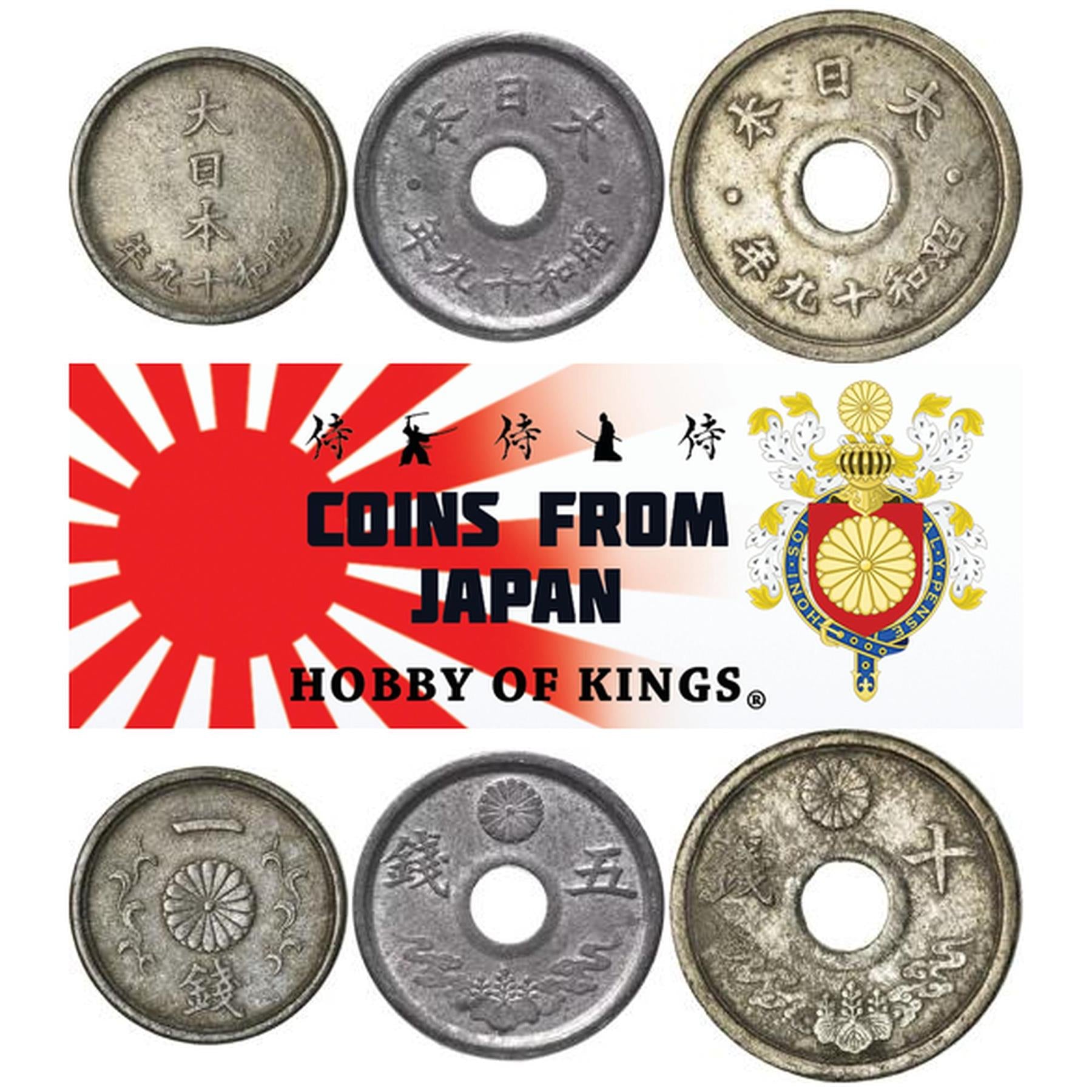 Japan | 3 Coin Set | 1 5 10 Sen | 1944 - 1945