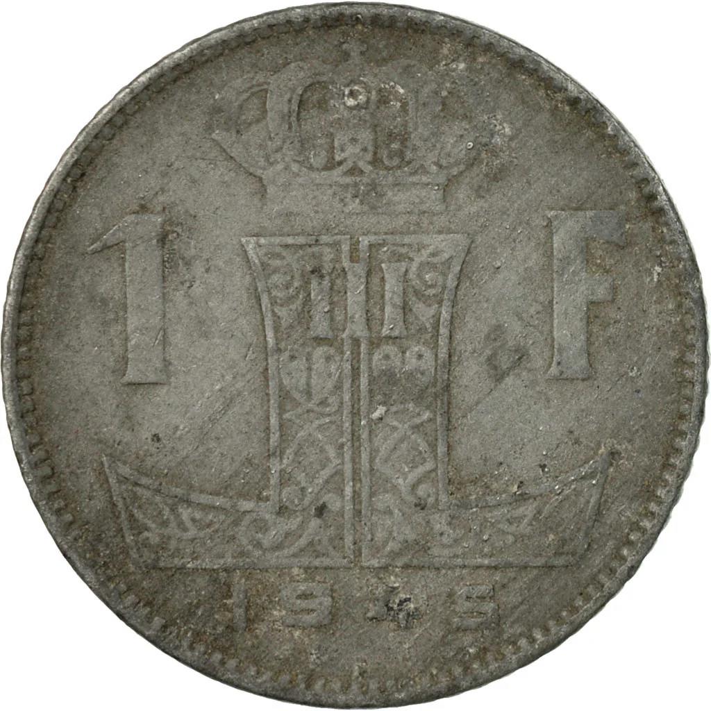 Belgian Coin 1 Franc - Léopold III BELGIQUE | Escutcheon |  Acorns | KM128 | 1942 - 1947
