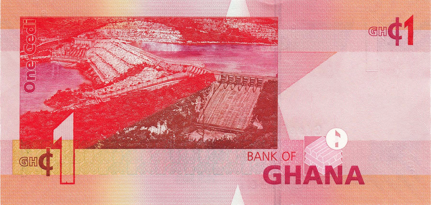 Ghana | 1 Cedi Banknote | 2007 - 2017 | Big Six Leaders | Independence Arch | Akosombo Dam