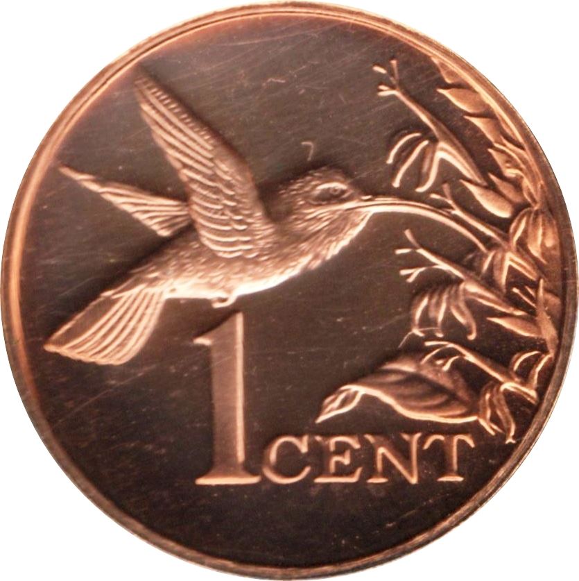 Trinidad and Tobago 1 Cent Coin | Queen Elizabeth II | Hummingbird | KM25 | 1974 - 1976