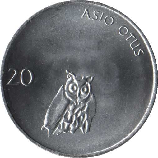 Slovenia | 20 Stotinov Coin | Owl | Km:8 | 1992 - 2006