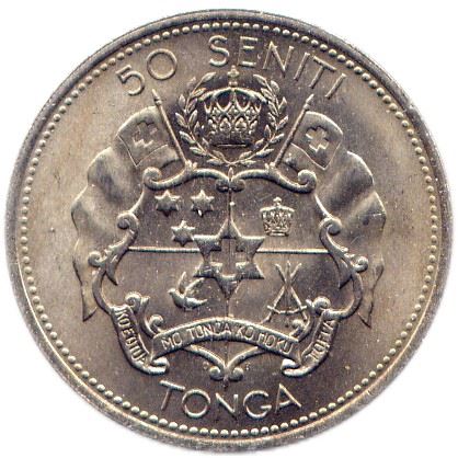 Tonga | Moneta da 50 Seniti | Re Tupou IV | Stella | KM:32 | 1968