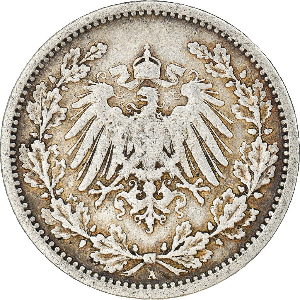German Empire 1/2 Mark Coin | Deutsches Reich | Wilhelm II | Type 2 | KM17 | 1905 - 1919
