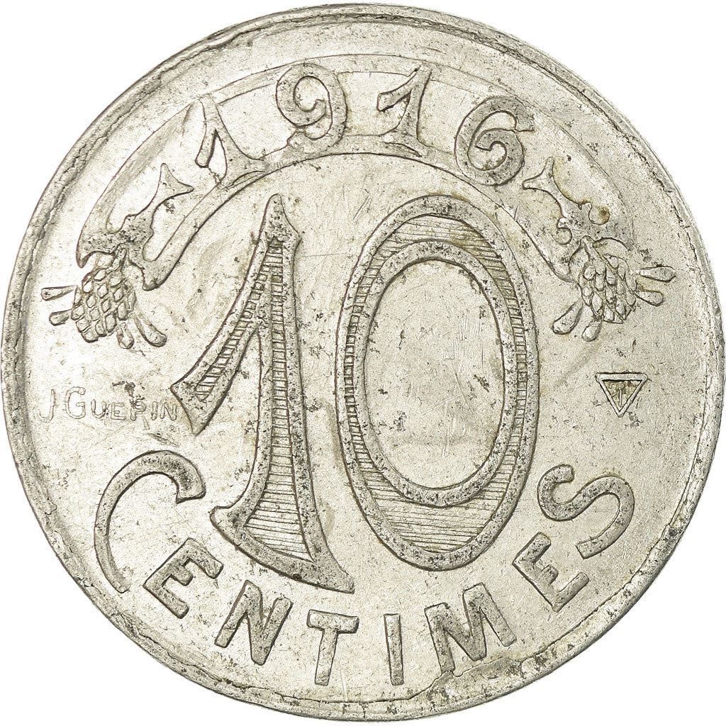 France Marseille | 10 Centimes Coin | Coat of Arms | Aluminium | Élie mon:10.2 | 1916