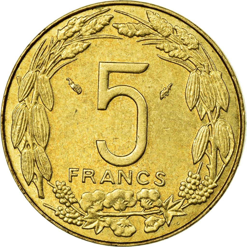 Central African States | 5 Francs Cfa Coin | Antelope | Crops | Km:7 | 1973 - 2003