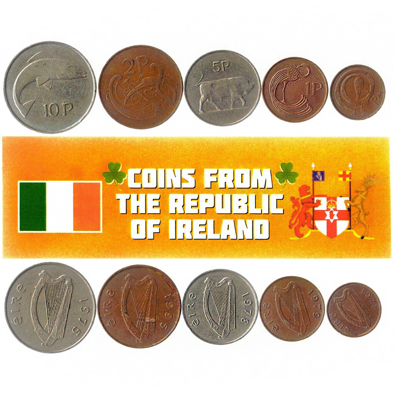 5 Different Coins From Ireland | Pence - 10 Pence | 1951 - 2001