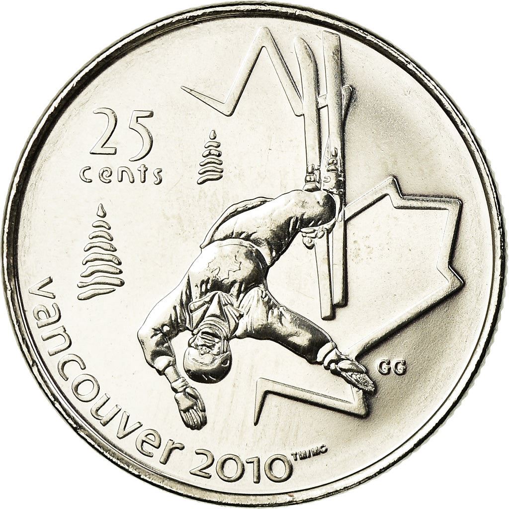 Canada | 25 Cents Coin | Nickel plated steel | Freestyle Skiing | KM:765 | 2008