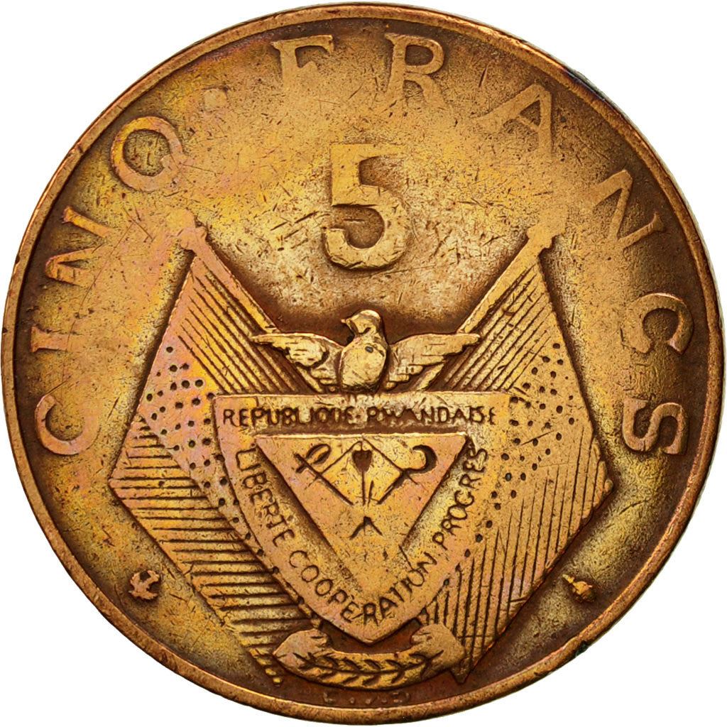 Rwanda | 5 Francs Coin | Grégoire Kayibanda | Km:6 | 1964 - 1965