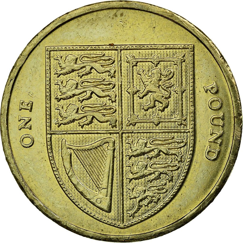 United Kingdom Coin 1 Pound | Elizabeth II 4th portrait | Royal Shield | 2008 - 2015