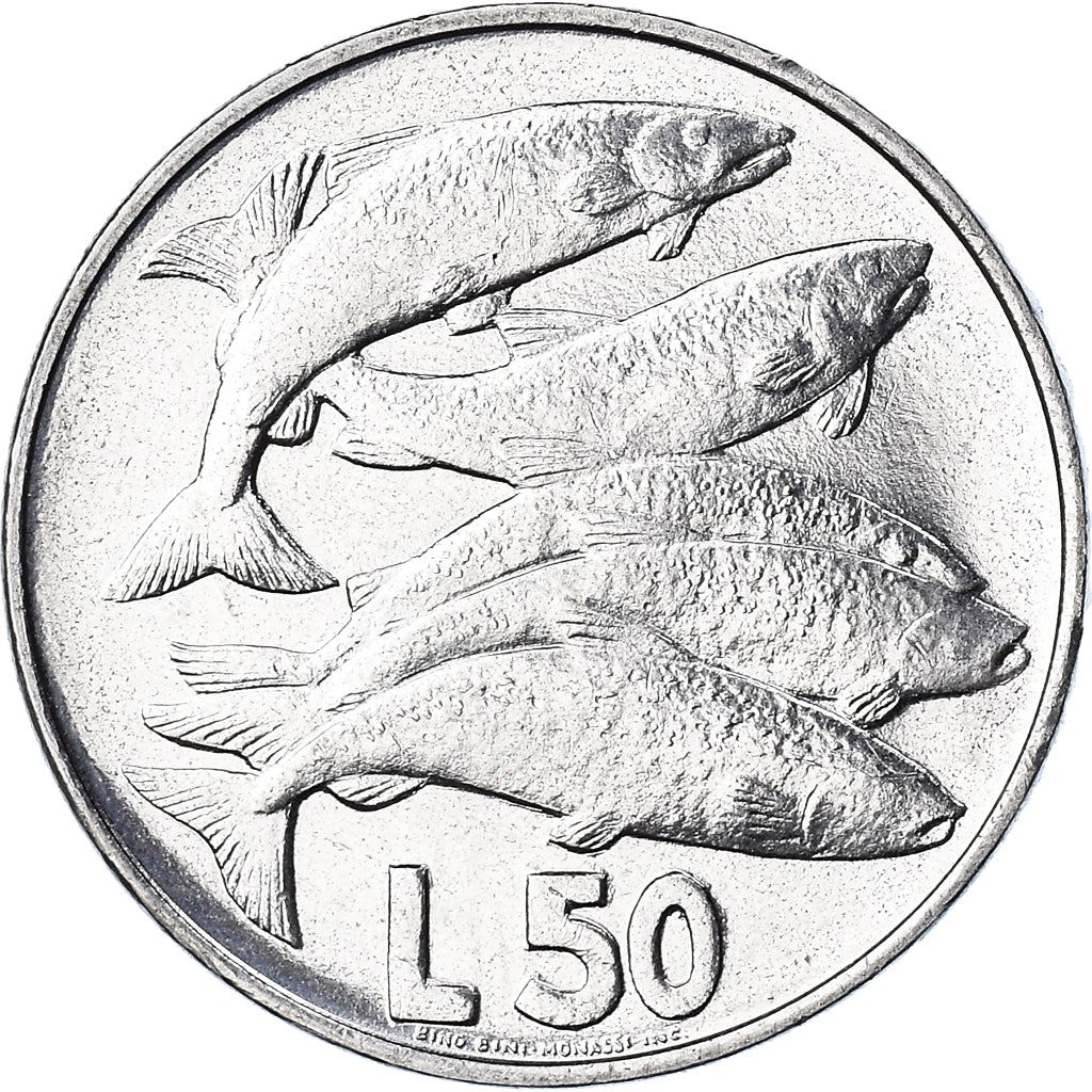 San Marino | 50 Lire Coin | Fish | Km:45 | 1975