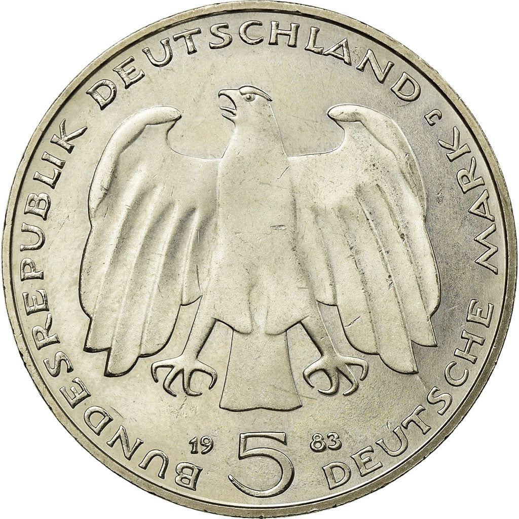 Germany 5 Deutsche Mark Coin | Karl Heinrich Marx | Eagle | KM158 | 1983