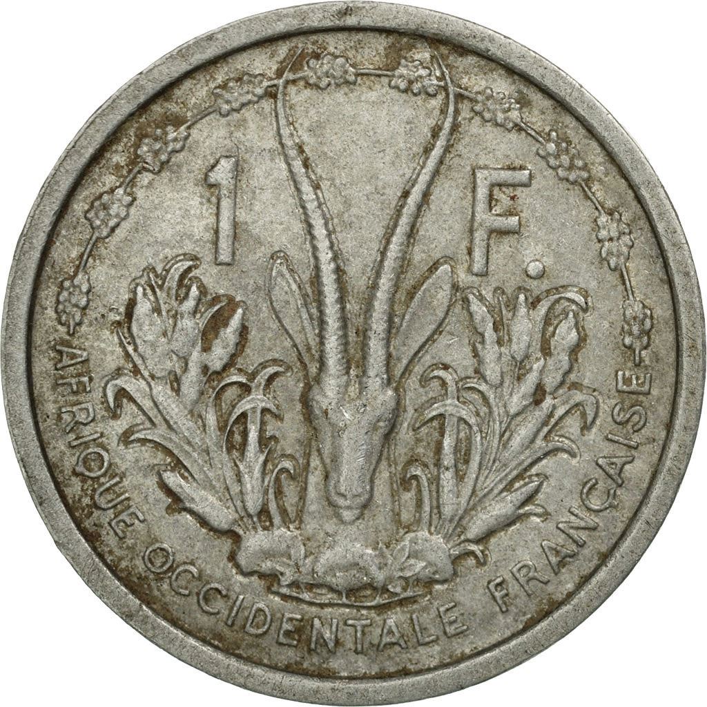 French West Africa | 1 Franc Coin | Marianne | Gazelle | Maize | Km:3 | 1948 - 1955