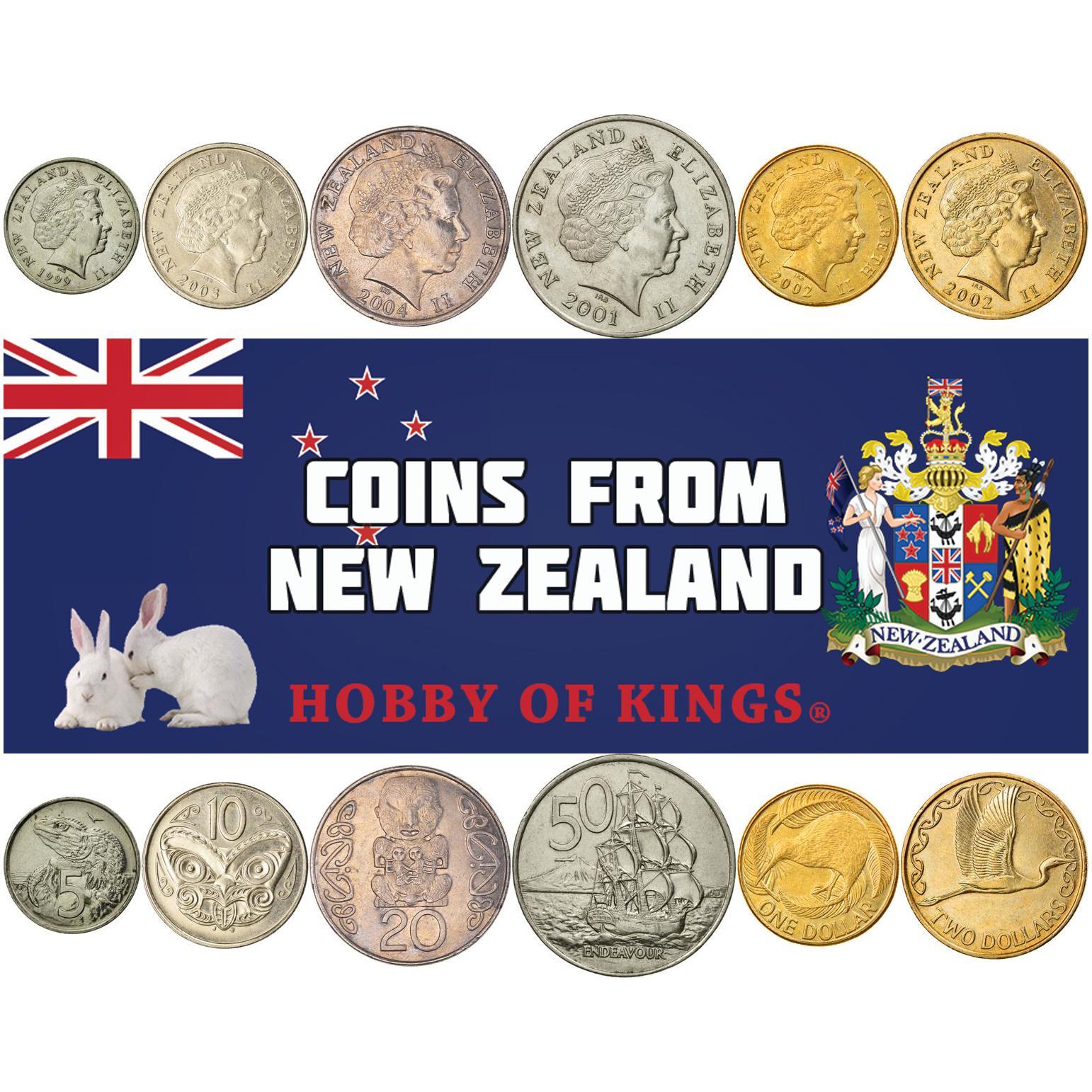 Nuova Zelanda | Serie di 6 monete | 5 10 20 50 centesimi 1 dollaro 2 dollari | 1999 - 2006