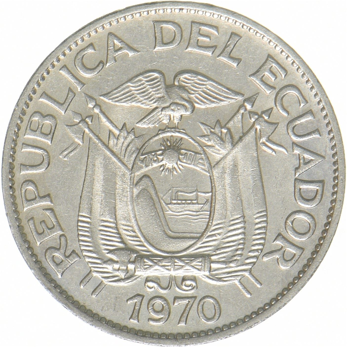Ecuador | 5 Centavos-Münze | Nickelplattierter Stahl | KM:75c | 1970