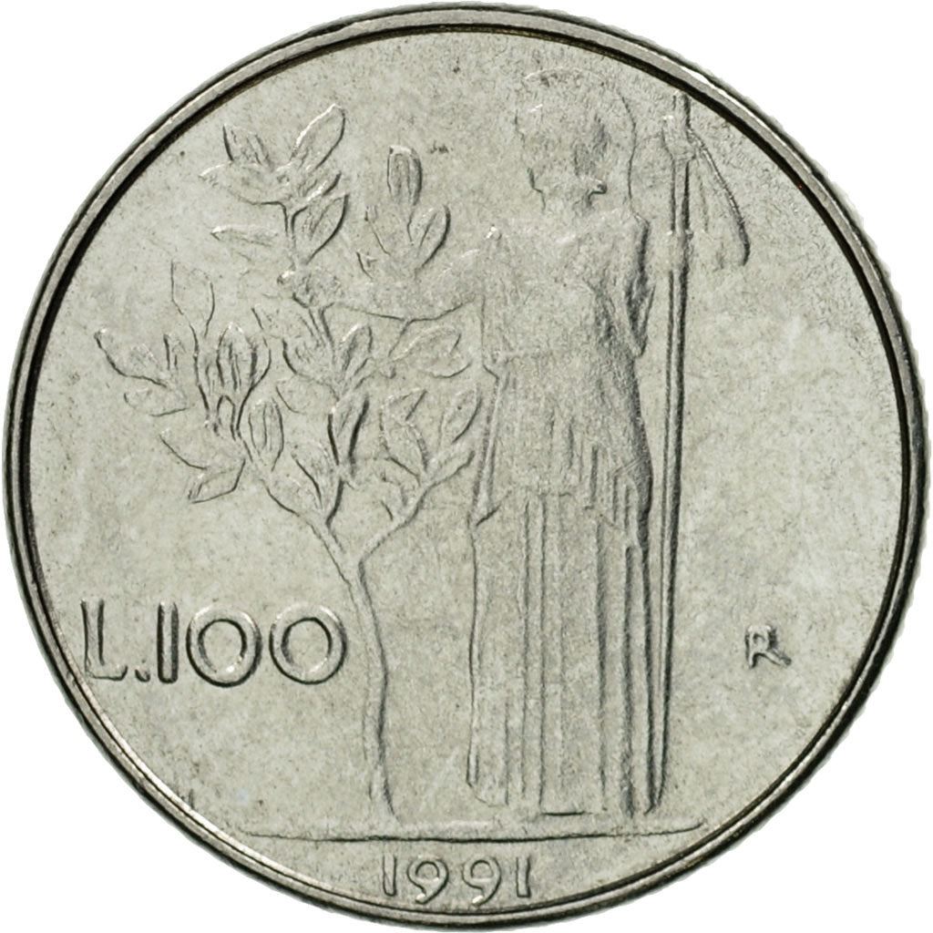 Italy | 100 Lire Coin | Goddess Minerva | Km:96.2 | 1990 - 1992
