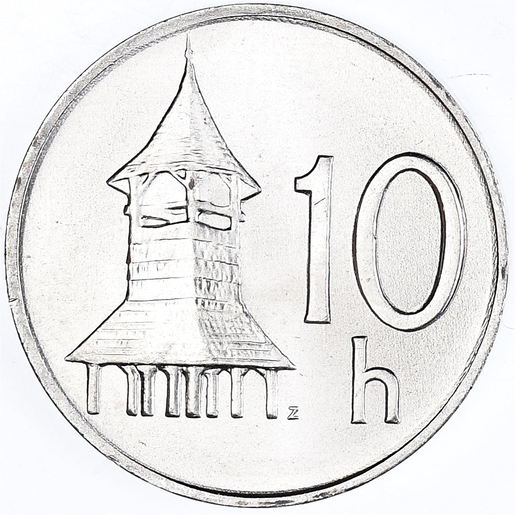 Slovakia | 10 Halierov Coin | Wooden Belfry | Slovak Shield | Km:17 | 1993 - 2003