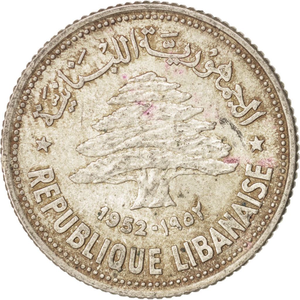 Lebanon | 50 Qirsha / Piastres Coin | Cedar tree | Km:17 | 1952