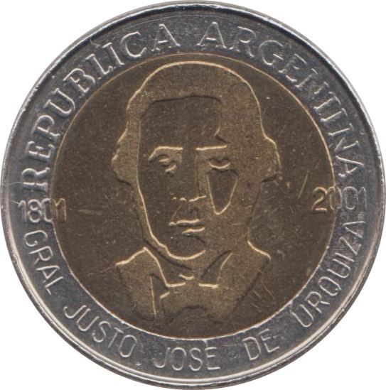 Argentina 1 Peso Coin | General Urquiza | 2001