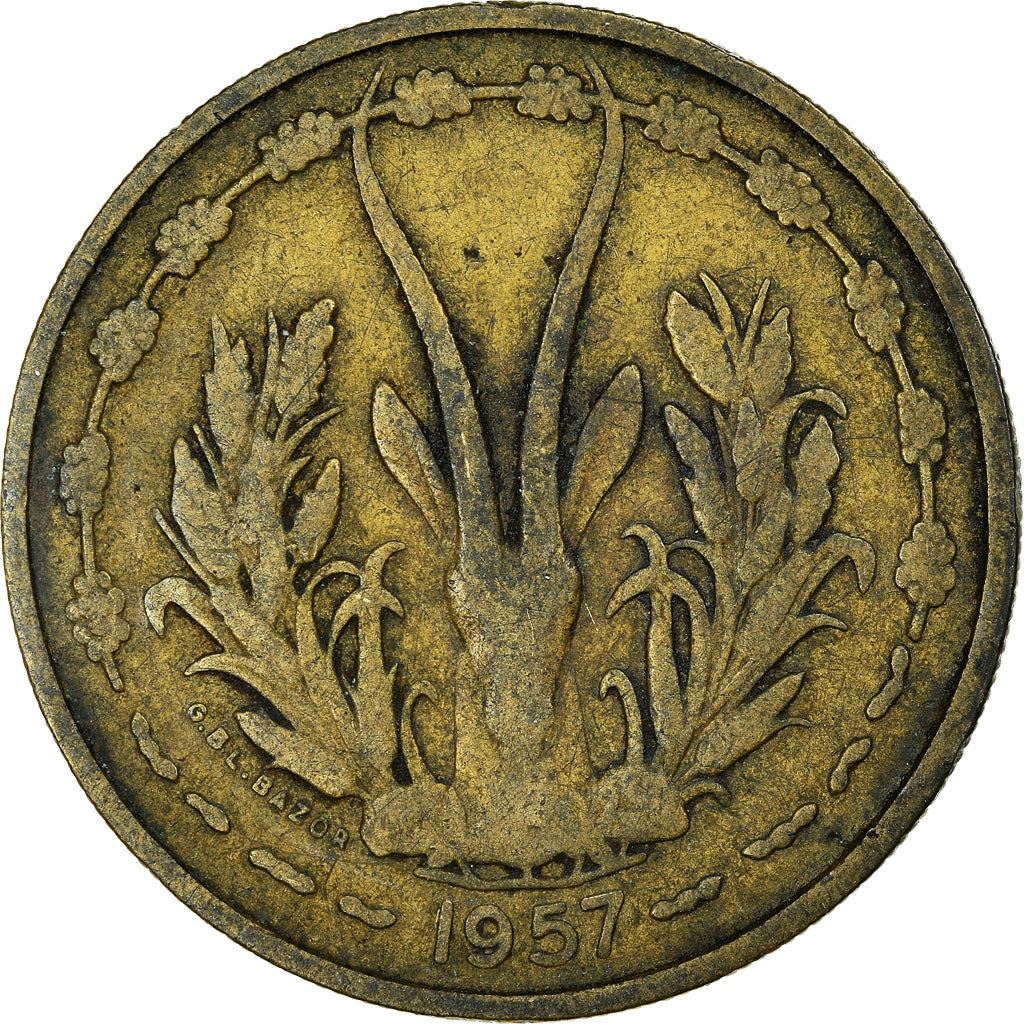 French West Africa | 25 Francs Togo Coin | Sawfish | Gazelle | Maize | Km:9 | 1957