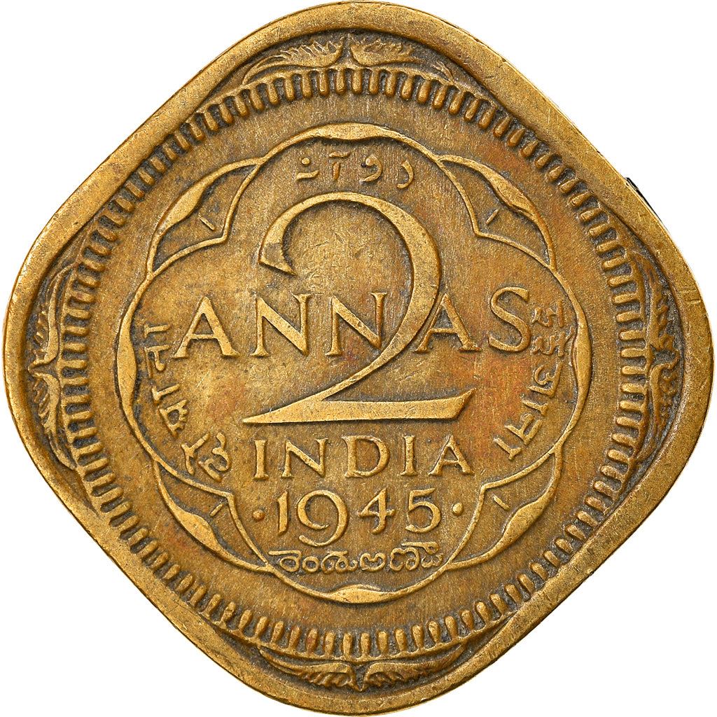 India - British | 2 Annas Coin | King George VI | Km:543 | 1945