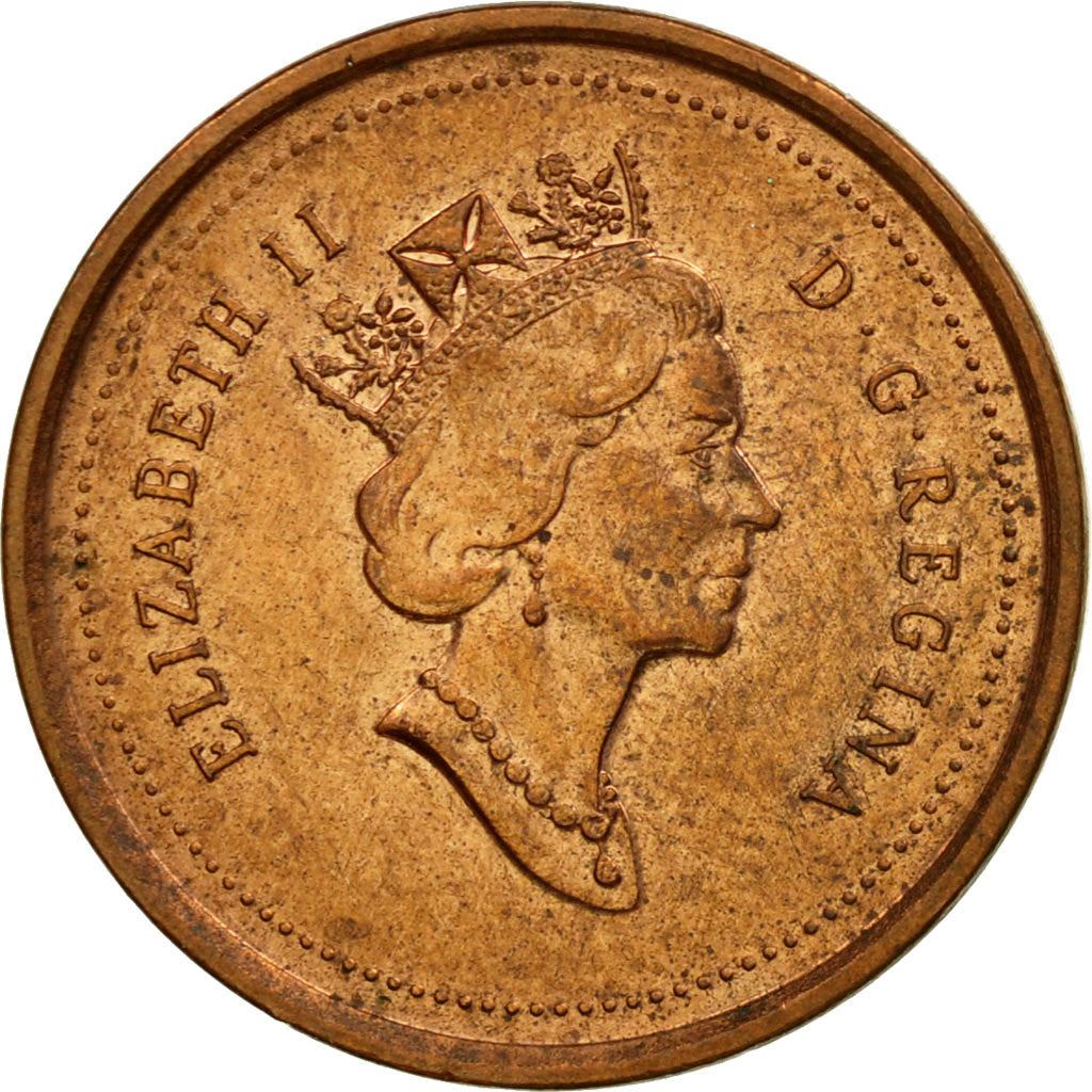 Moeda do Canadá 1 Cêntimo | Rainha Elizabeth II | Folha de Bordo | KM289 | 1997 - 2003