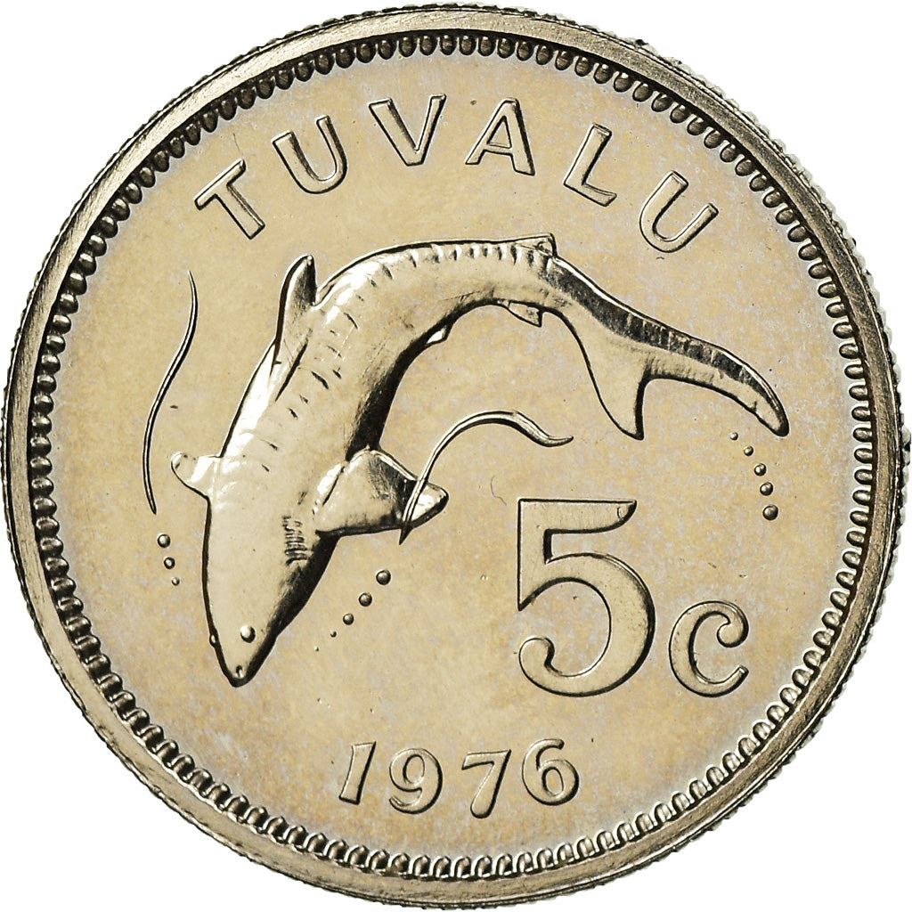 Tuvalu | 5 Cents Coin | Tiger shark | Km:3 | 1976 - 1985