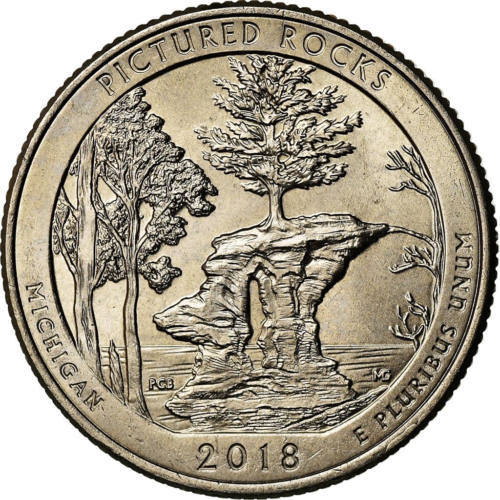 United States | ¼ Dollar Coin | Pictured Rocks National Lakeshore, Michigan | Chapel Rock | Copper-nickel clad copper | KM:669 | 2018