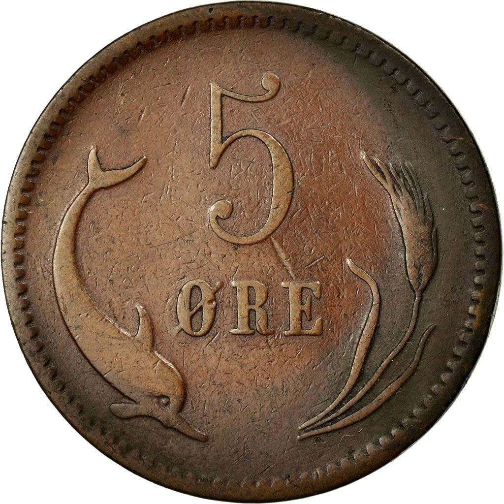 Denmark | 5 Ore Coin | Monogram | Km:794 | 1874 - 1906