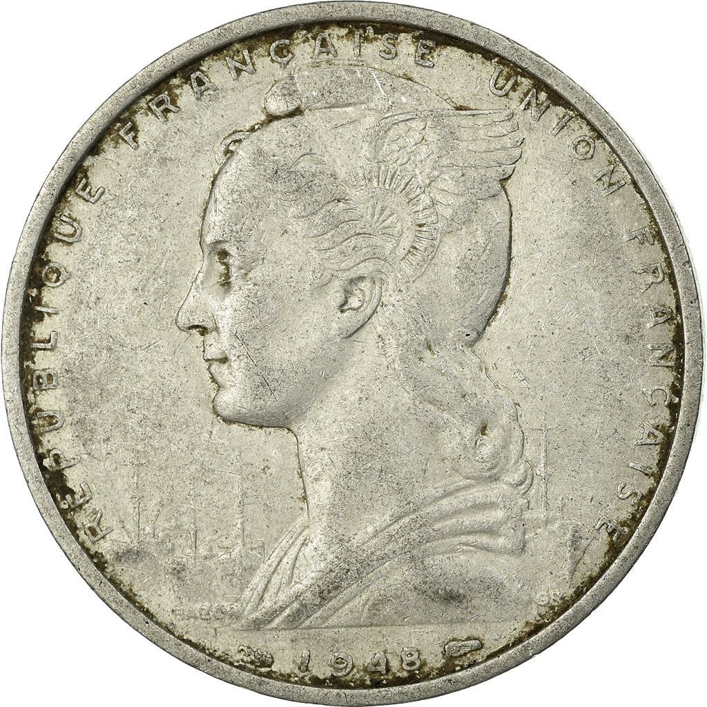 French Somaliland | 5 Francs Coin | Marianne | Waterbuck | Km:6 | 1948