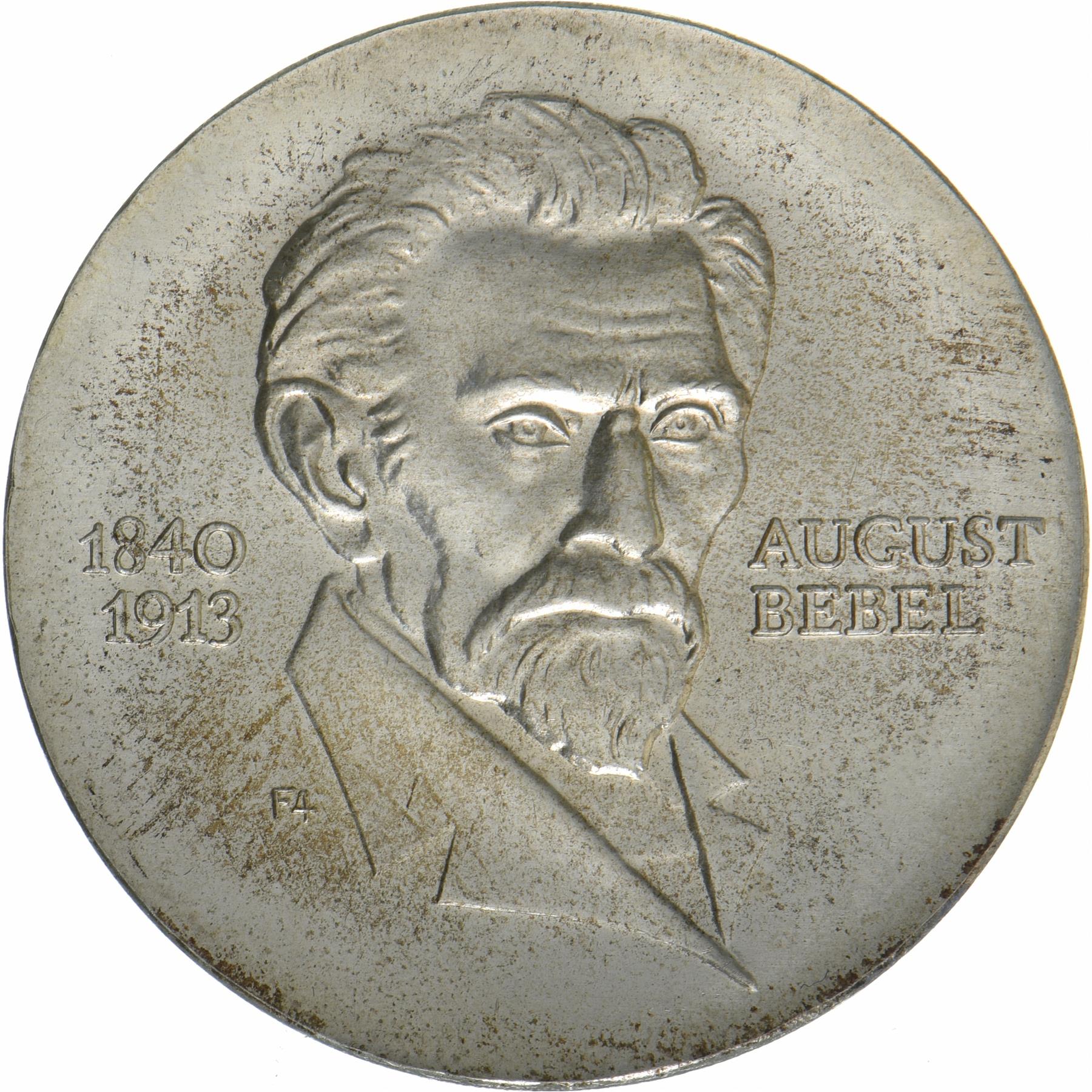 German Democratic Republic | 20 Mark Coin | August Bebel | KM:46 | 1973