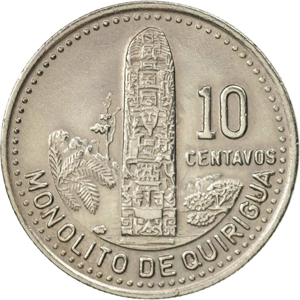 Guatemala | 10 Centavos Coin | Mayan Pillar | Km:277 | 1976 - 2009