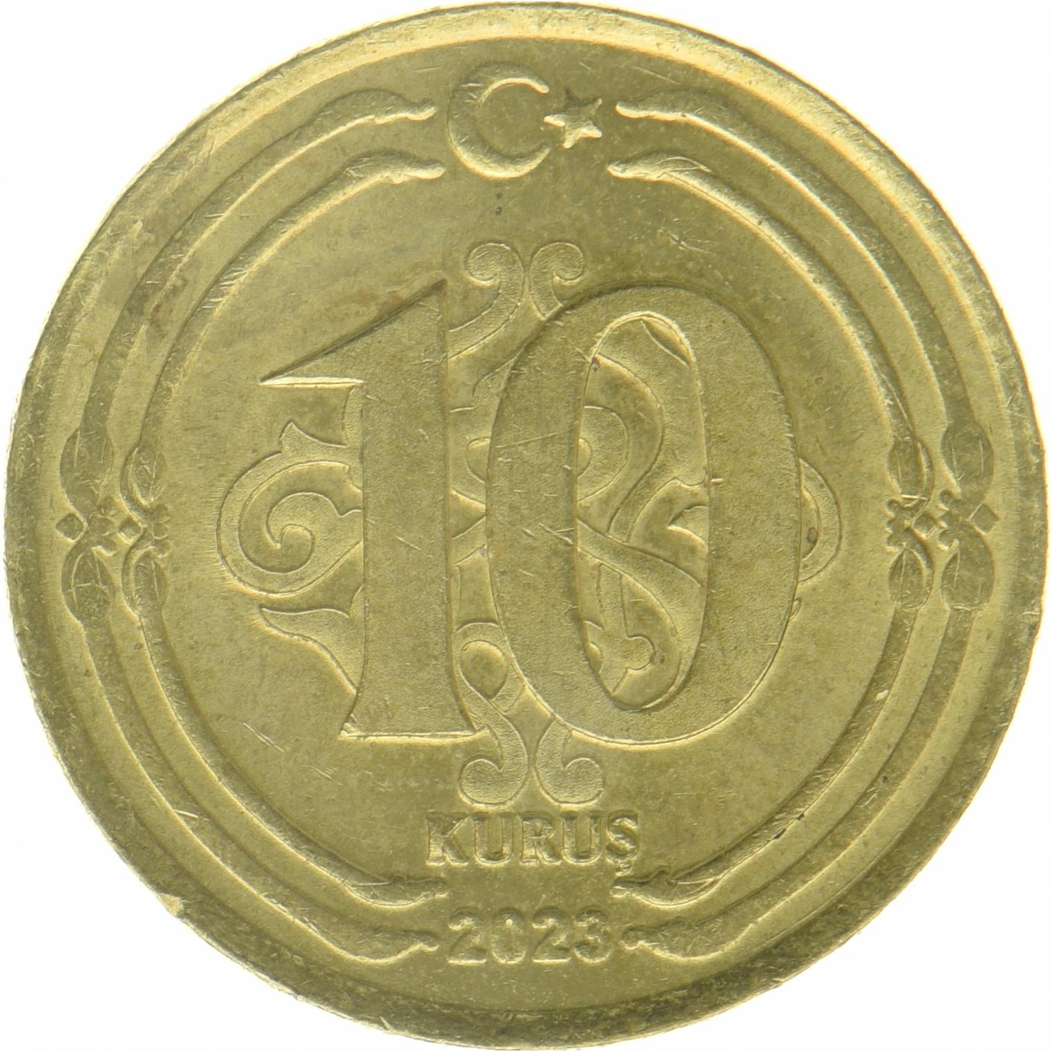 Turquía | Moneda de 10 Kurus | Mustafa Kemal Atatürk | Media luna | Estrella | Rumi | 2023 - 2026