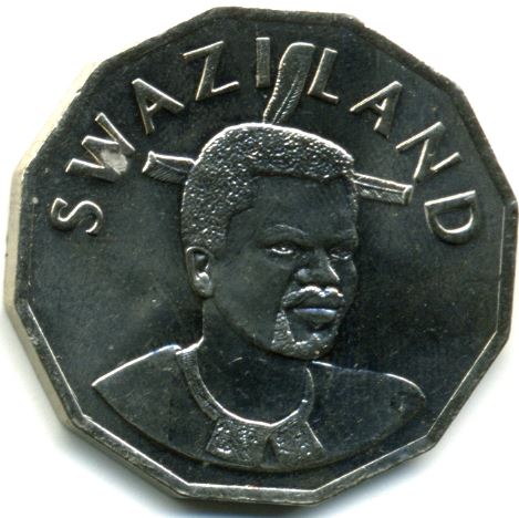 Kingdom of Swaziland | 50 Cents Coin | King Mswati III | Lion | Elephant | Km:52 | 1996 - 2007