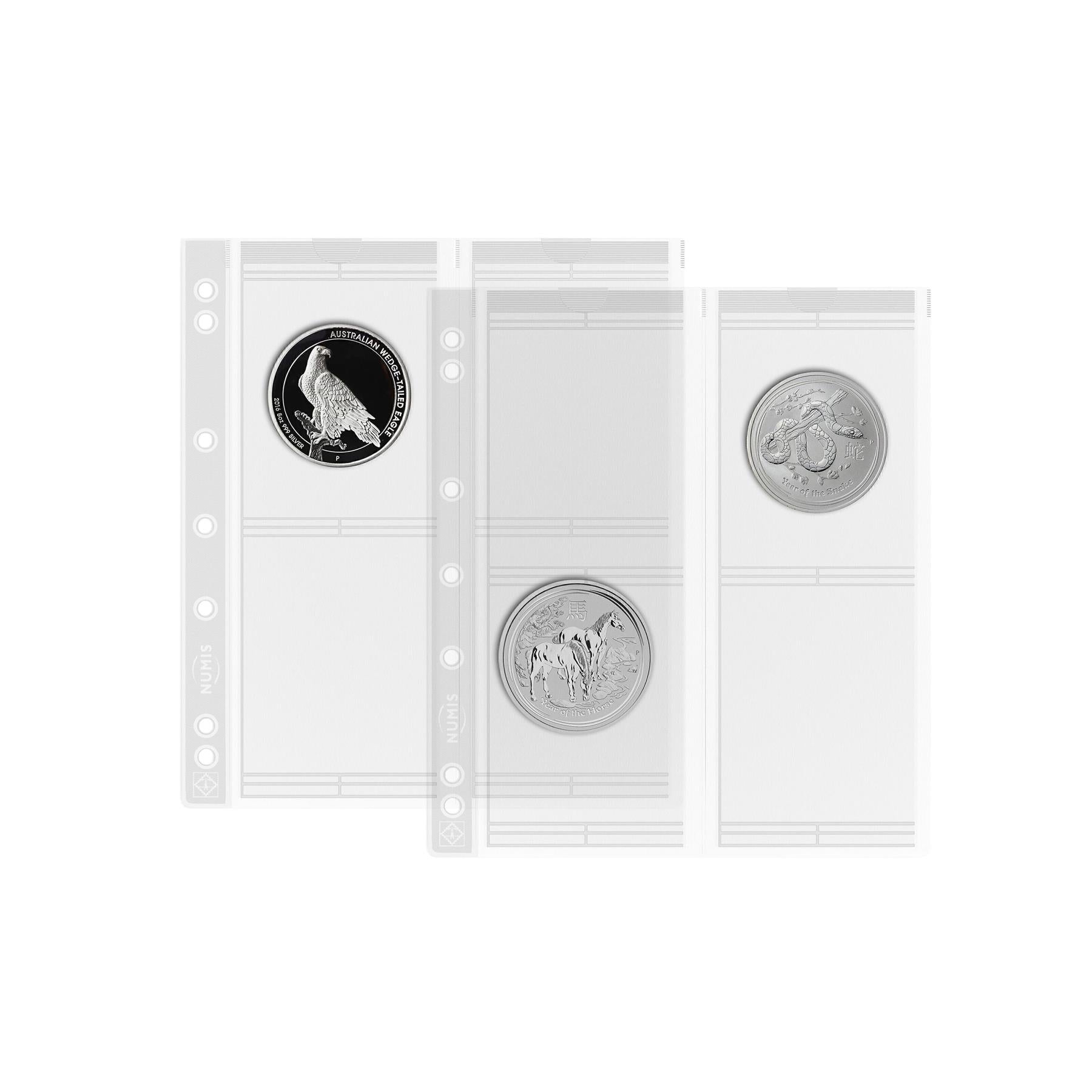NUMIS Coin Sheets for Coin Albums | Packs of 5 | Different Pocket Configurations