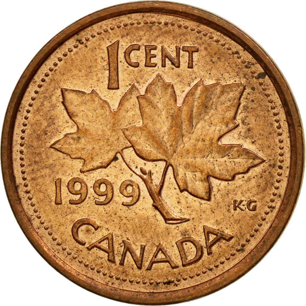 Moeda do Canadá 1 Cêntimo | Rainha Elizabeth II | Folha de Bordo | KM289 | 1997 - 2003