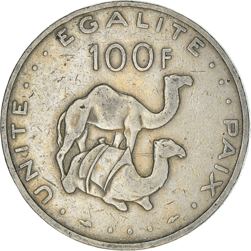Djibouti | 100 Francs Coin | Knife | Spear | Shield | Dromedary Camels | Km:26 | 1977 - 2017