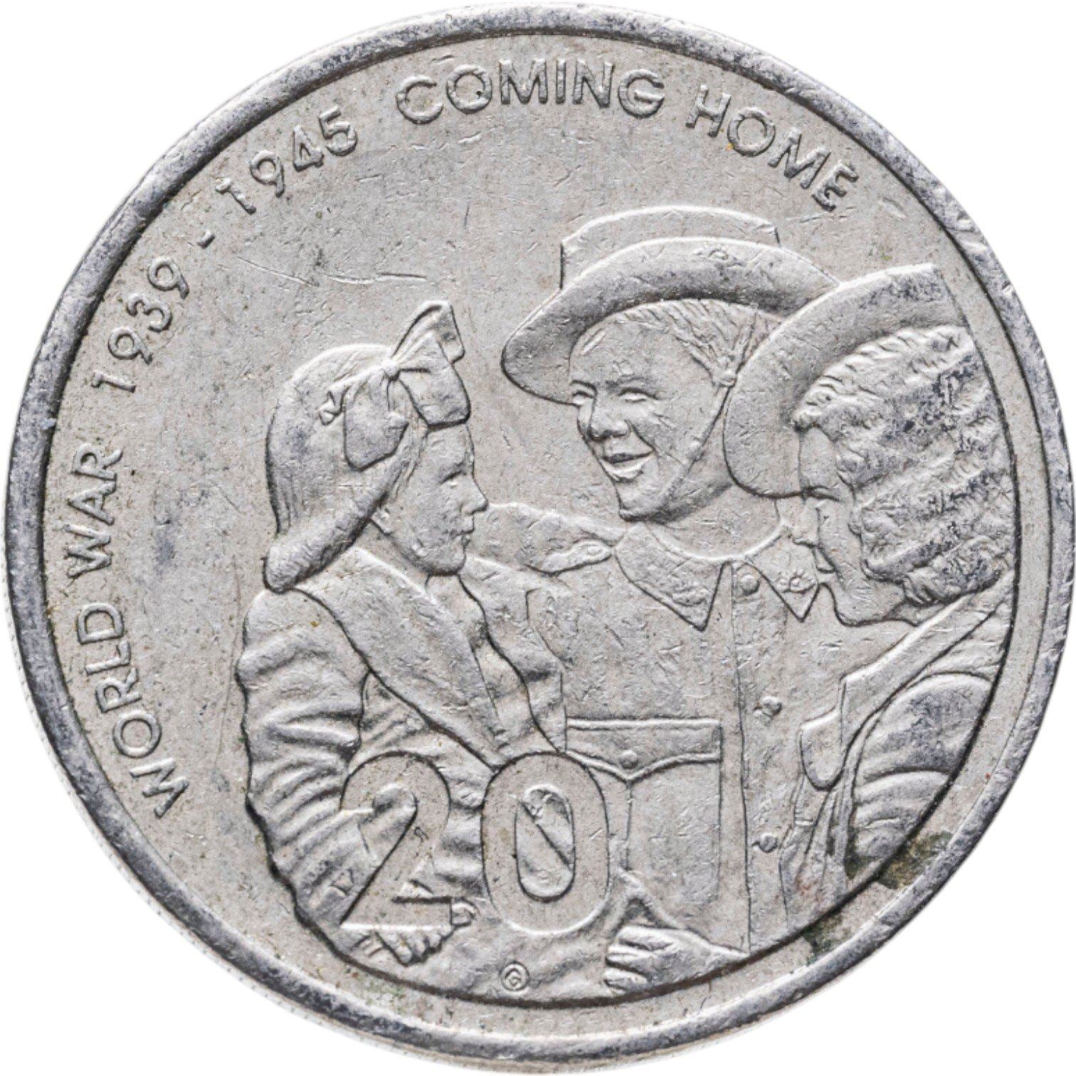 Australia | 20 Cents Coin | Anniversary of World War II | Km:745 | 2005