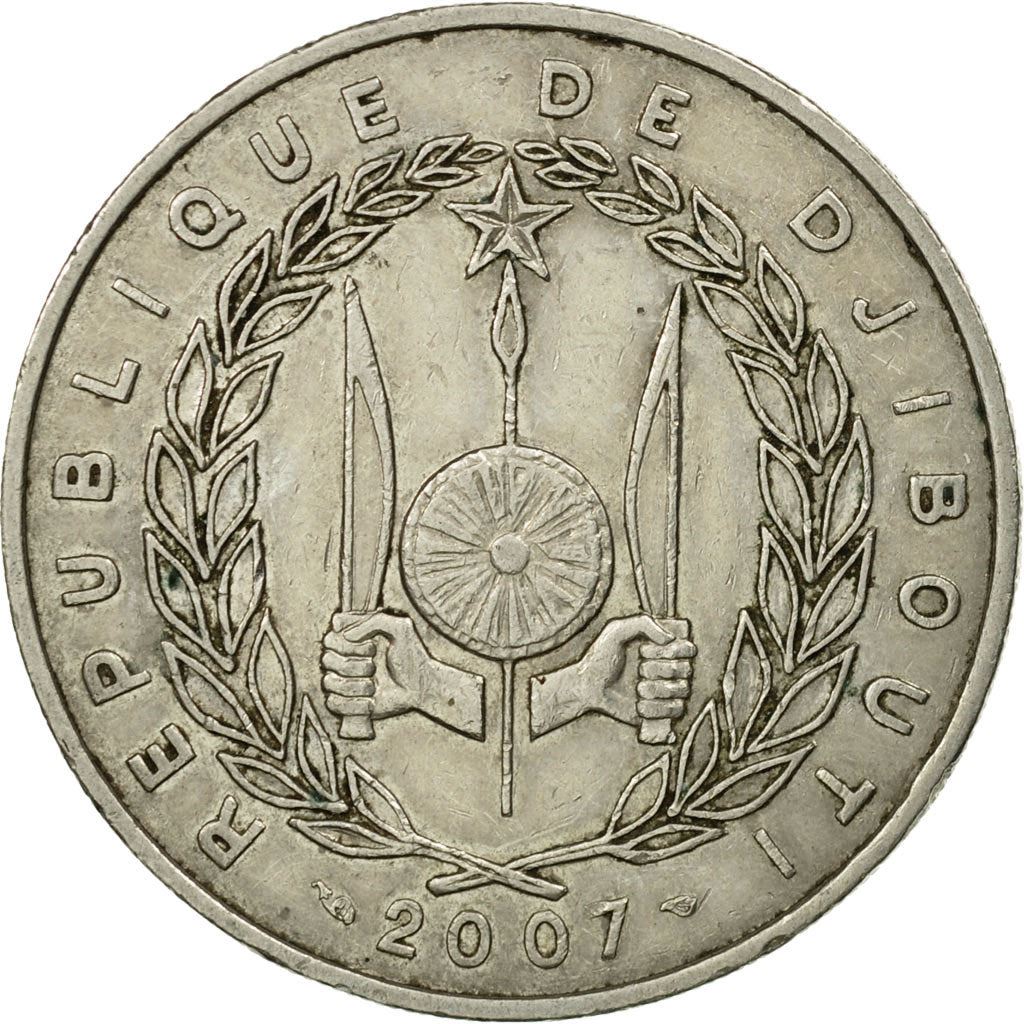 Djibouti | 100 Francs Coin | Knife | Spear | Shield | Dromedary Camels | Km:26 | 1977 - 2017