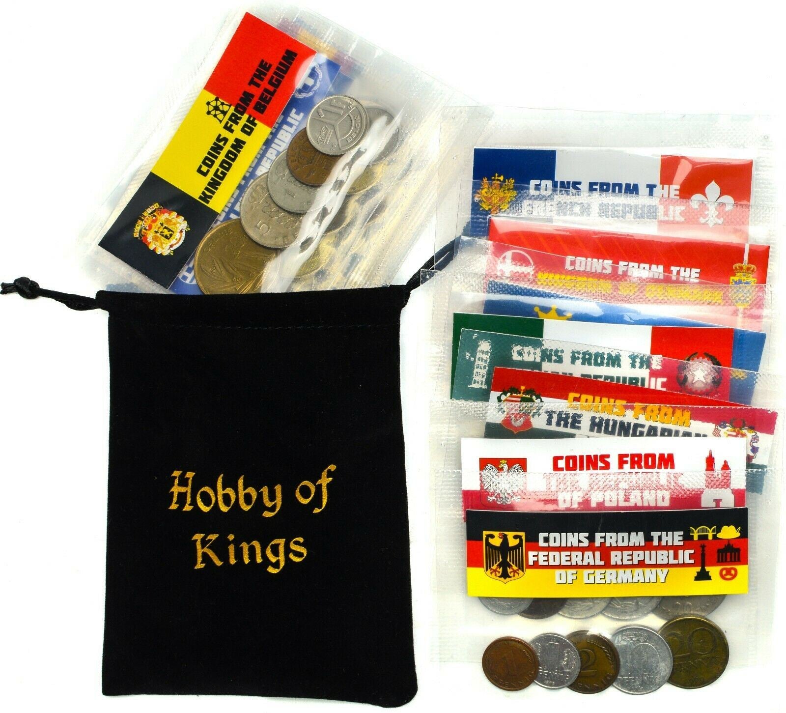 50 Coin Collection | 10x Countries Belgium | Italy | Sweden | Denmark | Britain | Hungary | Greece | Spain | France | Netherlands