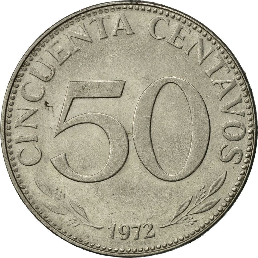 Bolivia | 50 Centavos | Nickel clad steel | Coat of Arms | KM:190 | 1965-1980