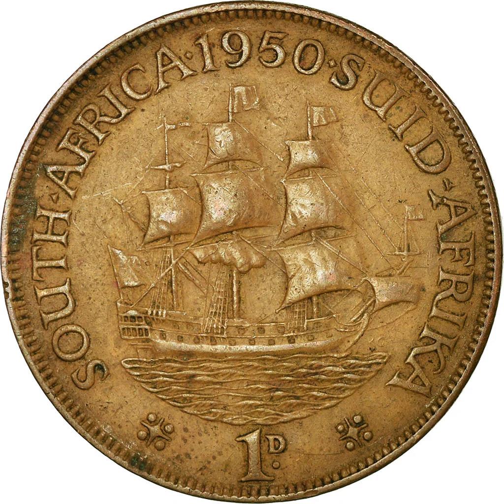 남아프리카 1 페니 동전 | 조지 6세 SOUTH AFRICA - SUID AFRIKA | KM34.1 | 1948 - 1950