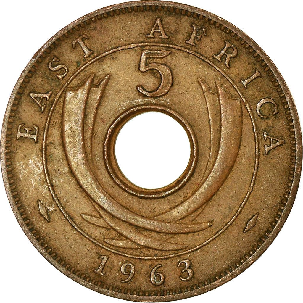 East Africa | 5 Cents Coin | Crown | Tusks | Km:37 | 1955 - 1963