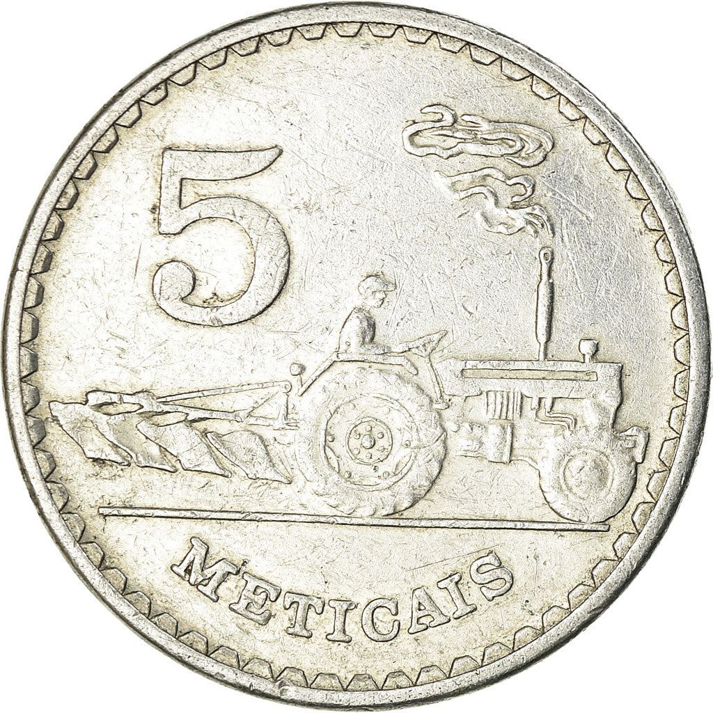 Mozambique | 5 Meticais Coin | Tractor | Tiller | Km:101 | 1980 - 1986