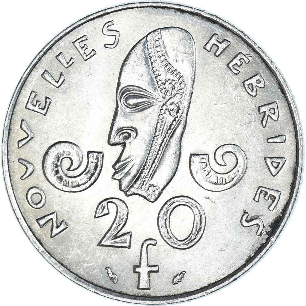 New Hebrides | 20 Francs Coin | Marianne | Native Mask | Snails | Km:3.2 | 1973 - 1982