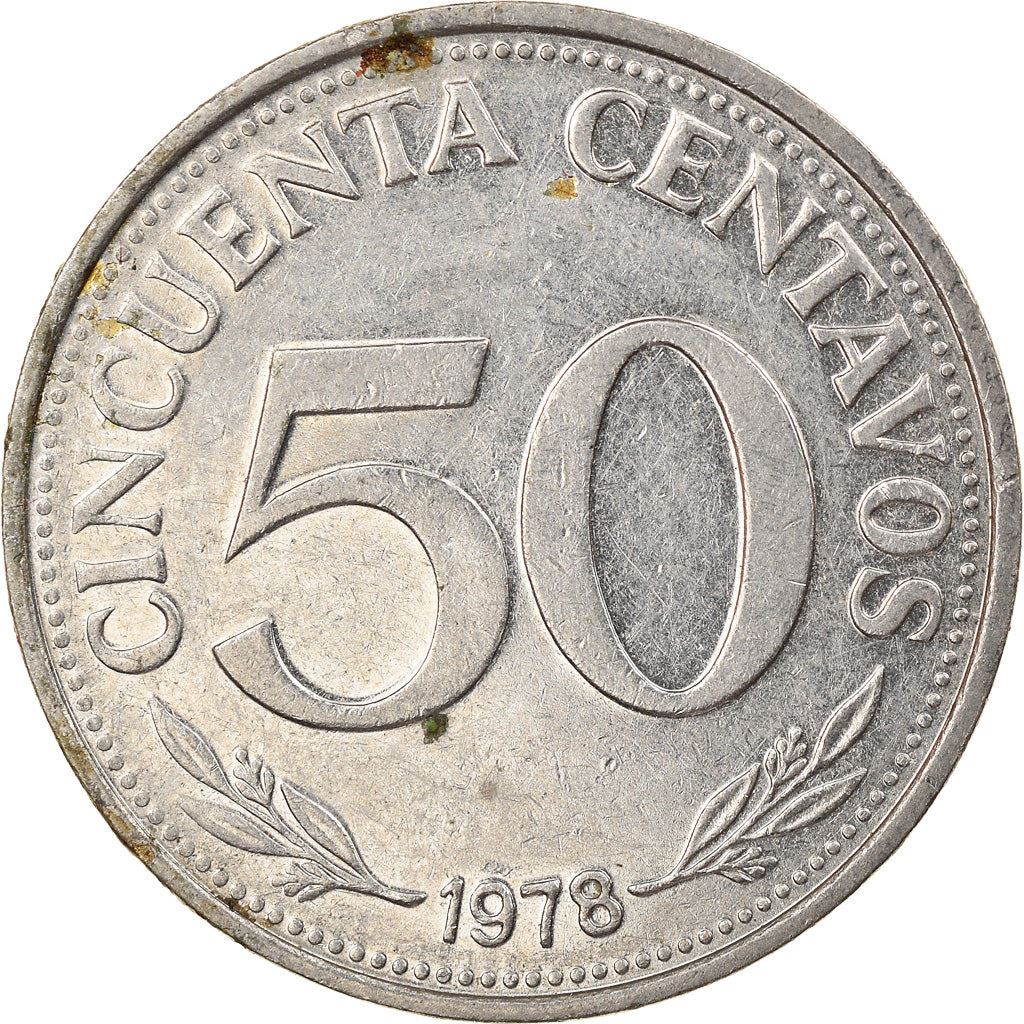 Bolivia | 50 Centavos | Nickel clad steel | Coat of Arms | KM:190 | 1965-1980