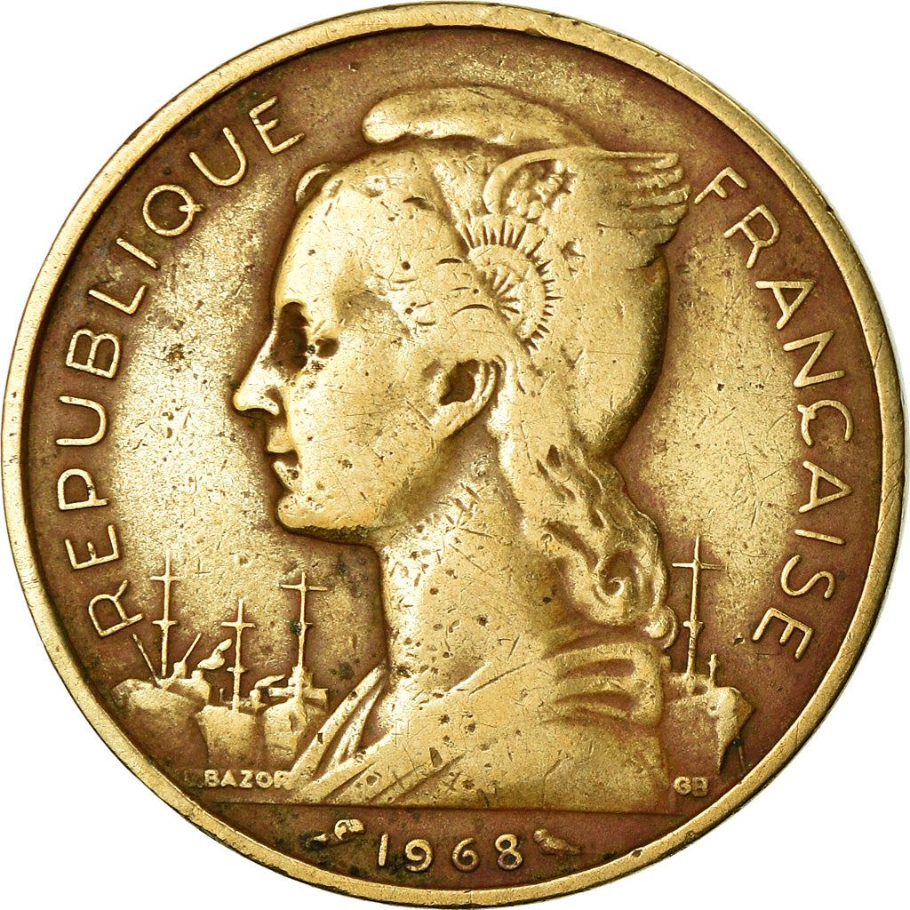 Afars and Issas | 20 Francs Coin | Marianne | Dhow | Ocean Liner | Km:15 | 1968 - 1975