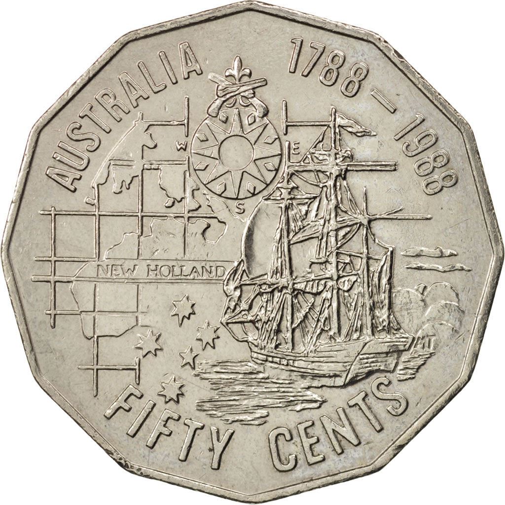Australia | 50 Cents Coin | Anniversary First Fleet | KM:99 | 1988