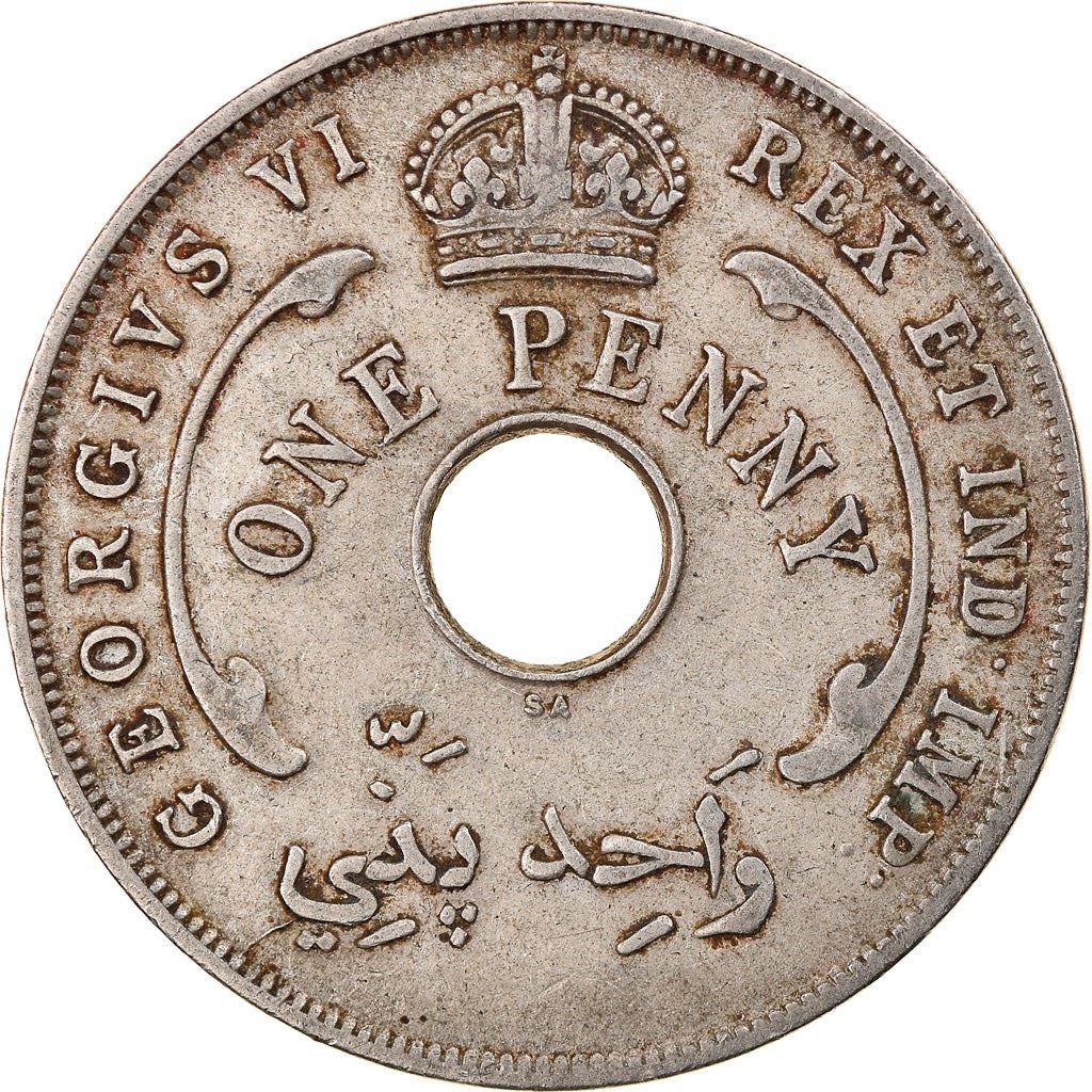 British West Africa | 1 Penny Coin | Crown | Hexagram | Km:19 | 1937 - 1947